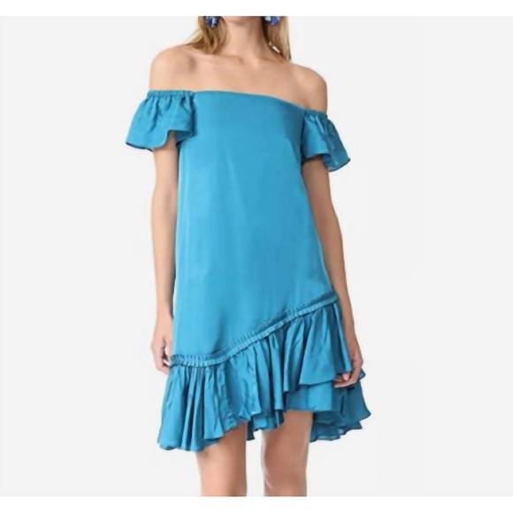 NEW CINQ A SEPT minella ruffle dress in blue